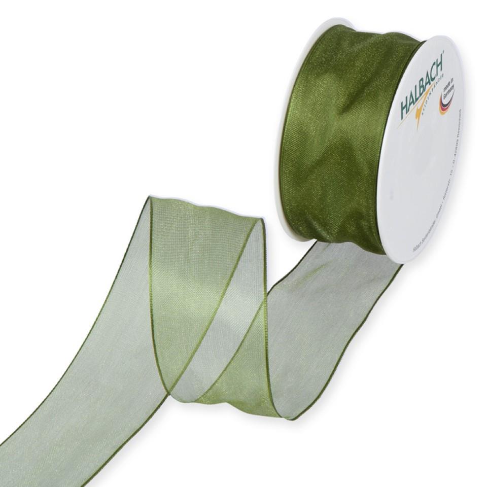 Organza m.Draht 40mm moosgrün30 Organza m.Draht 40mm moosgrün30