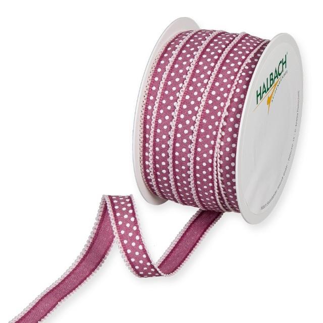 Druckband Punkte 15 mm 25 Meter berry/white 509