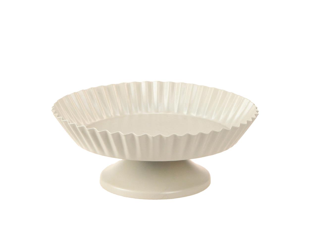 Untersetzer Wellenrand auf Fuß Metall creme D14xH5,5cm