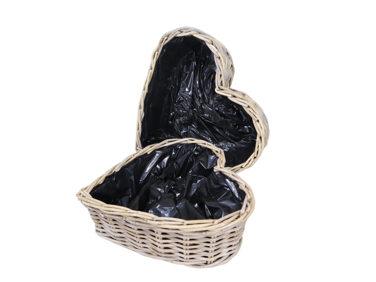 Pflanzherz Kubu-Rattan Set/2 grau D45+35cm