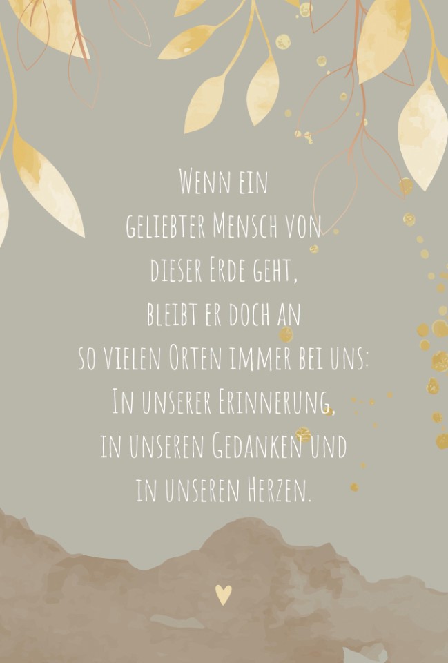 Trauerkarten Wenn ein geliebter Mensch von....  11,5x17 cm