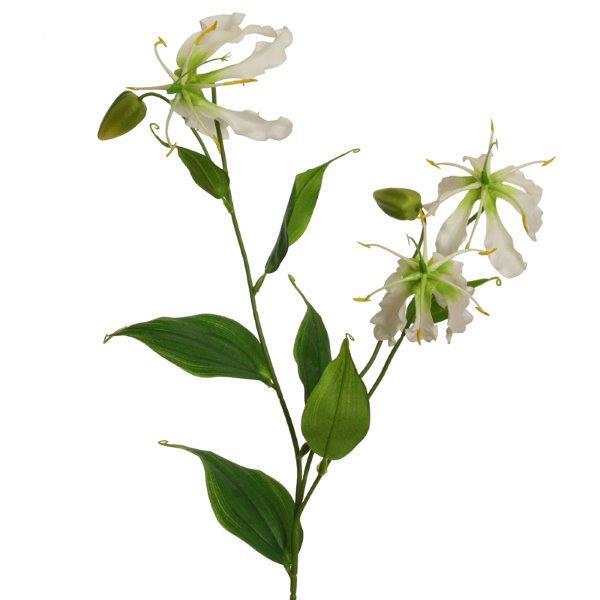Lilie Gloriosa Zweig 3 Blüten+ 2 Knospen H84cm weiss