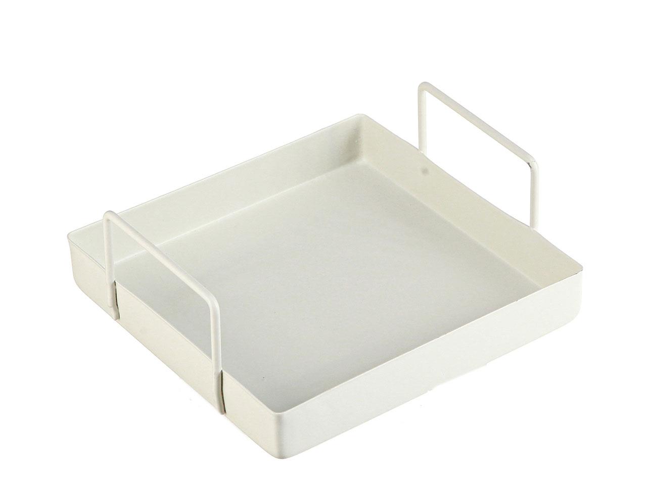 Tablett quadratisch m. 2 Henkel Metall creme D15cm