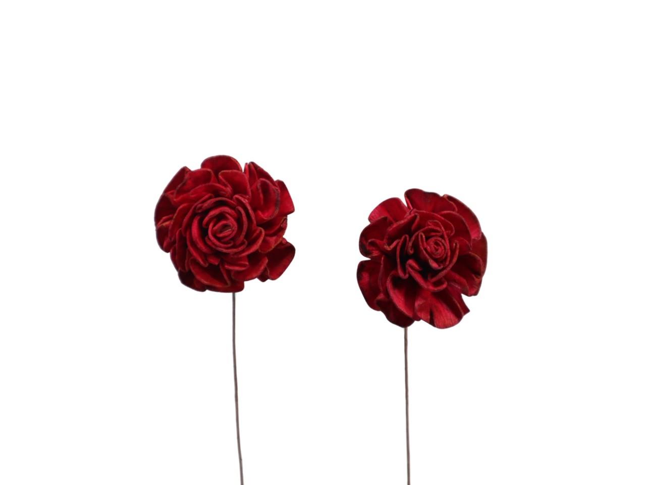 Rose Ming 4cm bordeaux gestielt am Draht