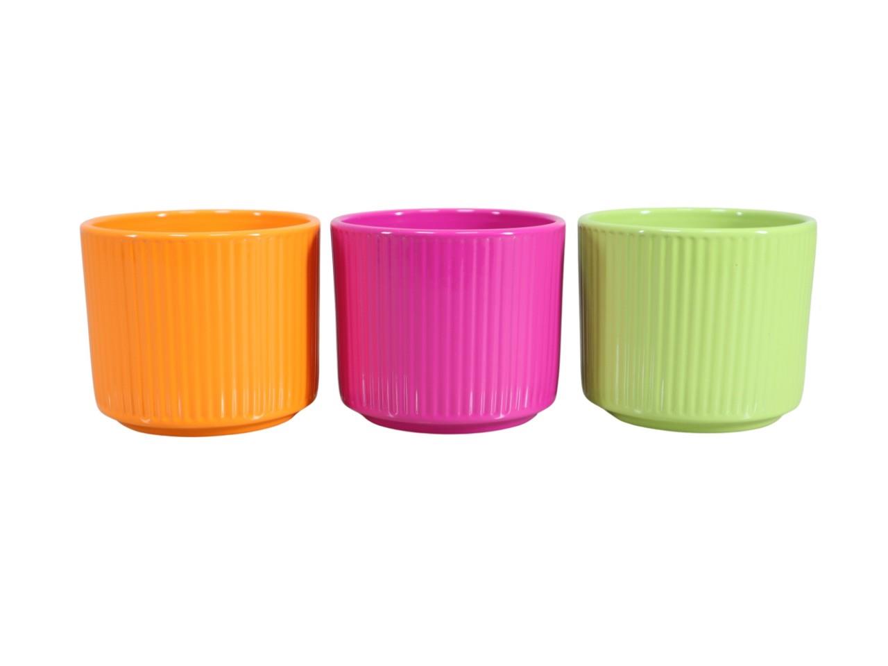 Keramikübertopf Stripes frühjahrsmix D14cm