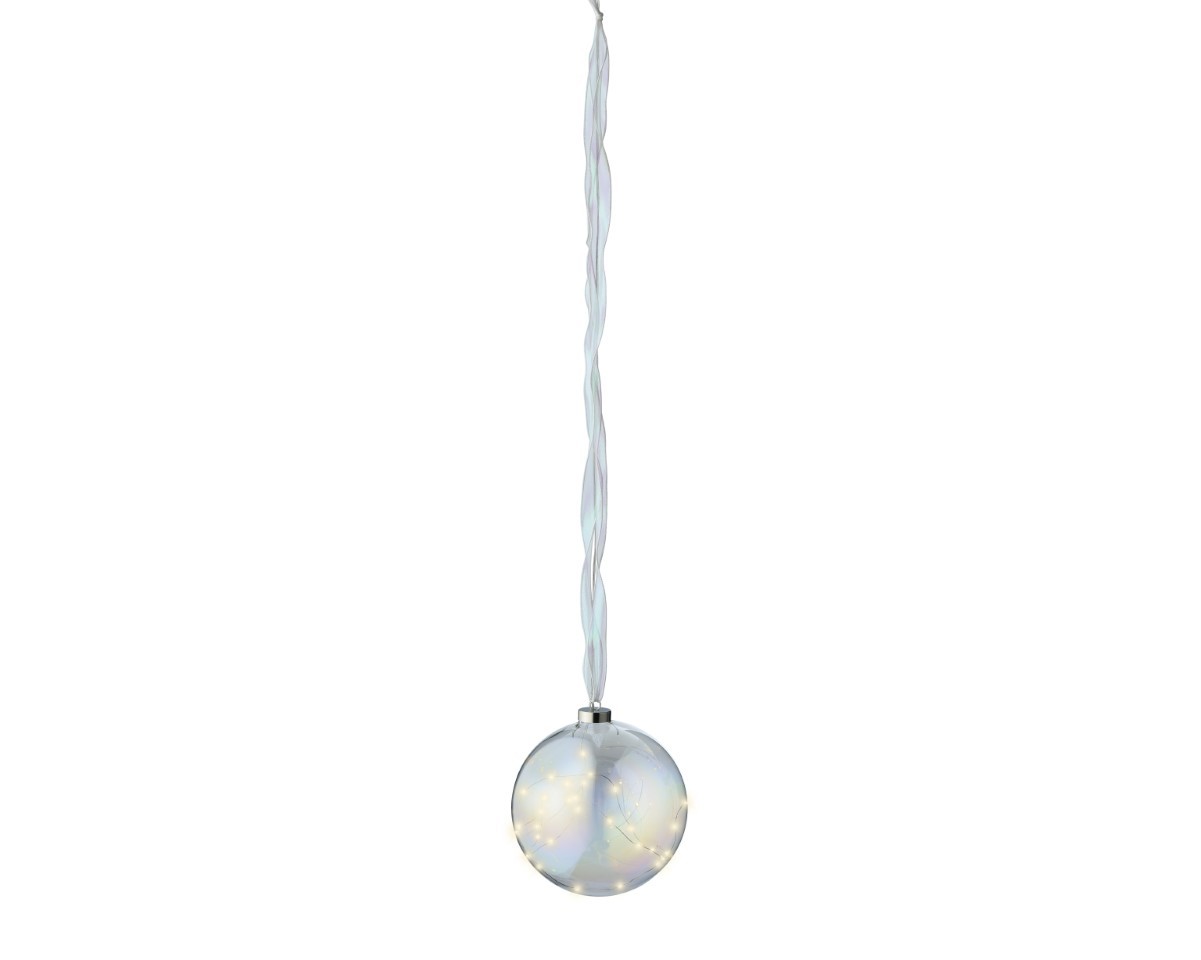 Glaskugel hängend klar iris inkl. Micro 40 LED indoor D20cm