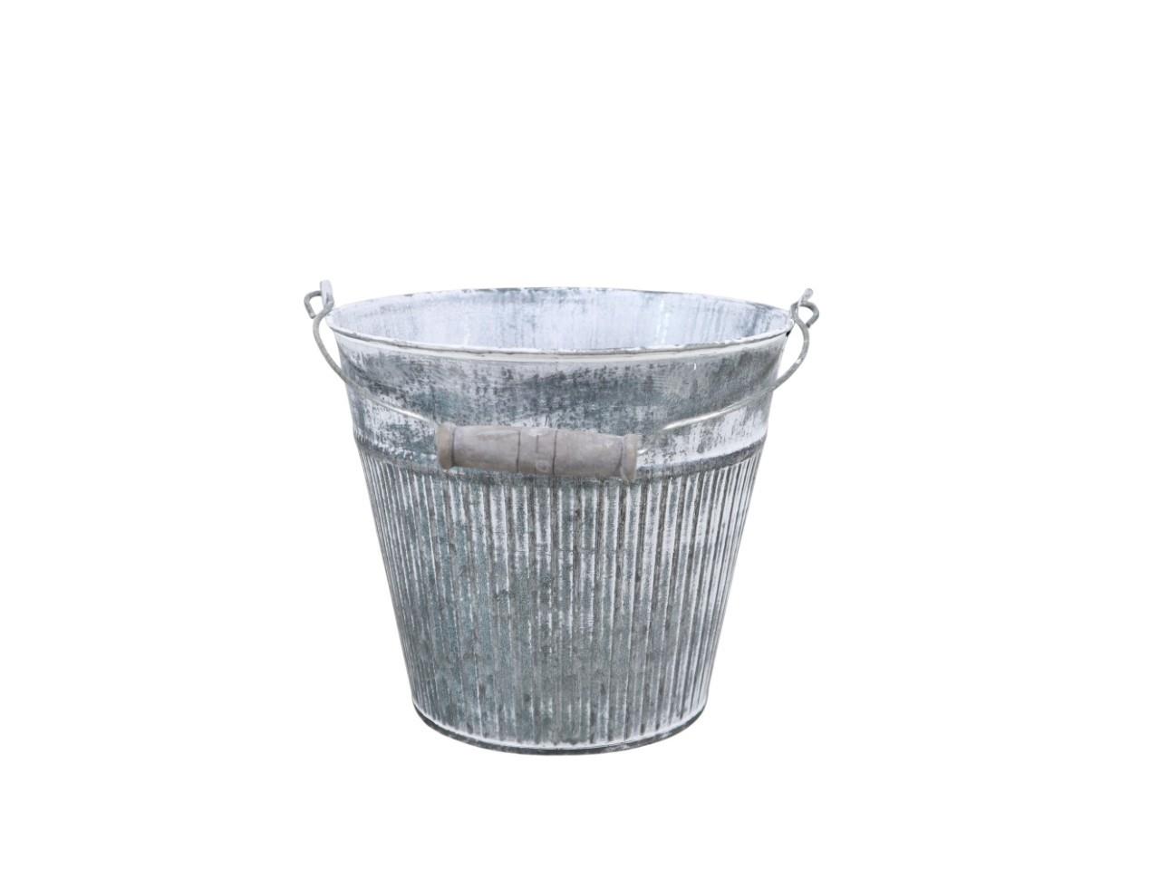 Eimer m. Henkel Zink silber gekalkt D19cm