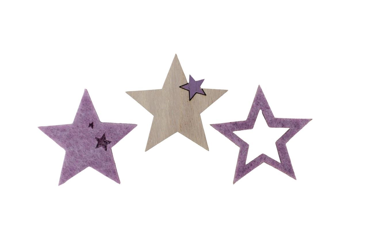 Streuer Sternenmix Paletto Holz lila D4,5cm Streuer Sternenmix Paletto Holz lila D4,5cm