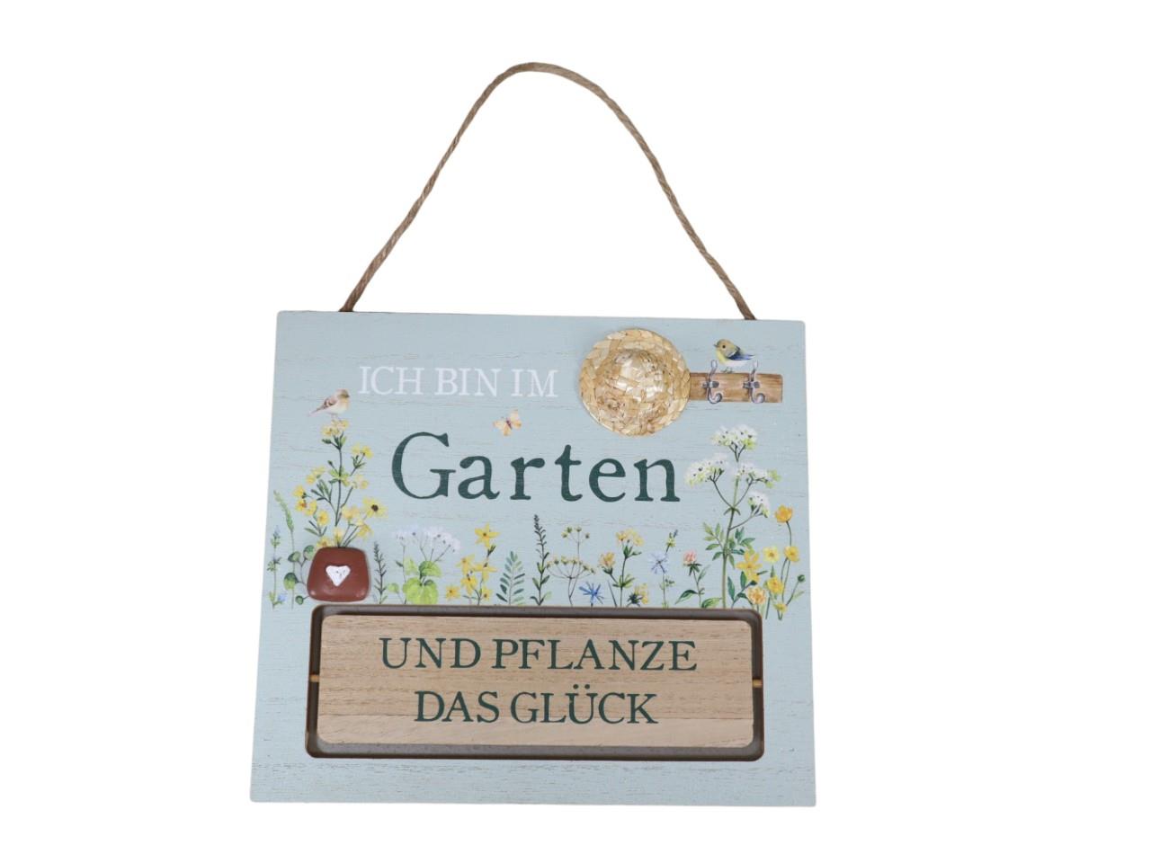 Schild Ich bin im Garten... Holz mint 22x20x0,9cm