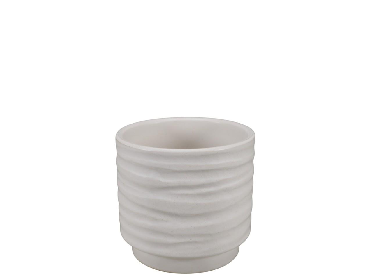 Übertopf Keramik Rille creme D11,5cm