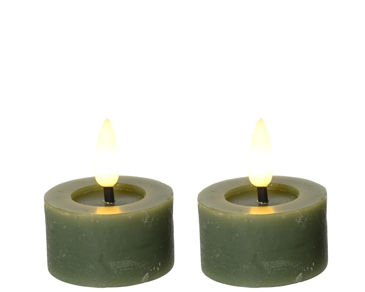 Teelicht LED Wachs indoor grün D4,4cm