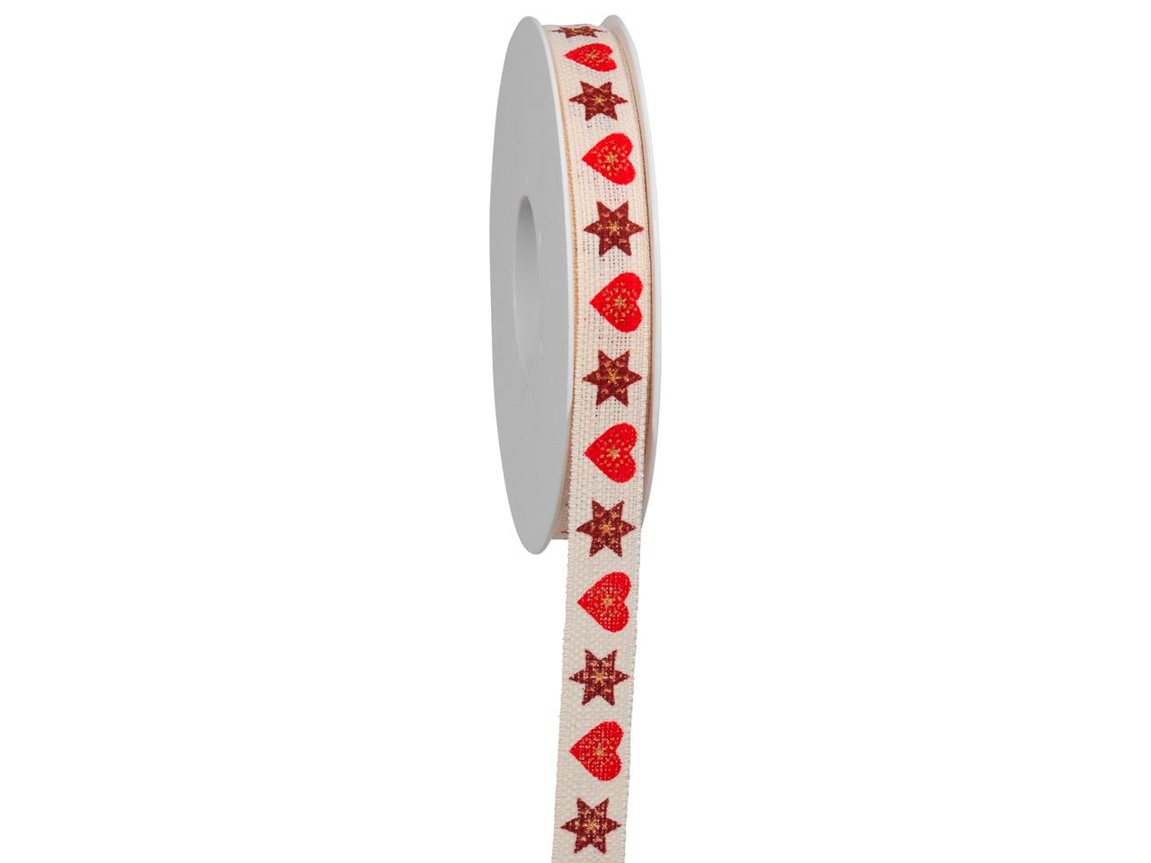 Band Winter Story 15 mm 18 Meter natur/rot 02/20