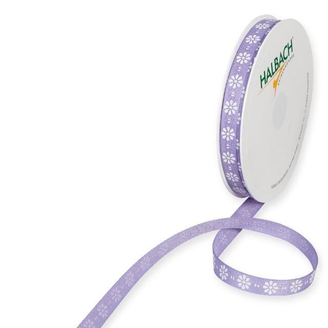 Druchband Blümchen 10 mm 20 Meter lavender 537