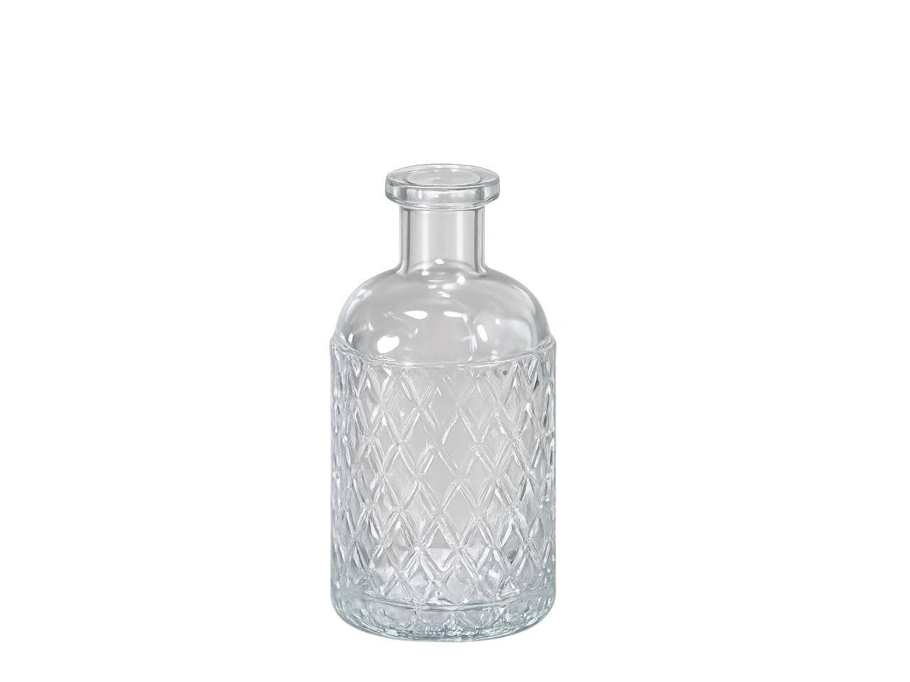 Flasche Glas klar Raute D7cm H13cm