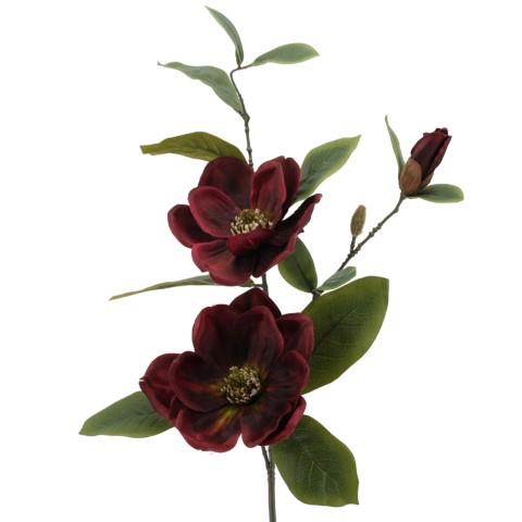 Magnolienast 83 cm burgund x2Blüten