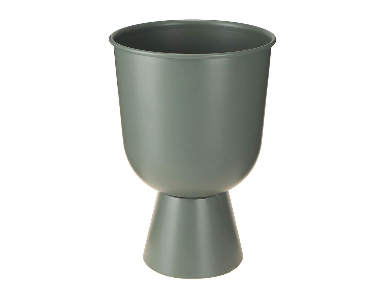Vasentopf m. Fuß Metall khakigrün H23,5xD15,5cm