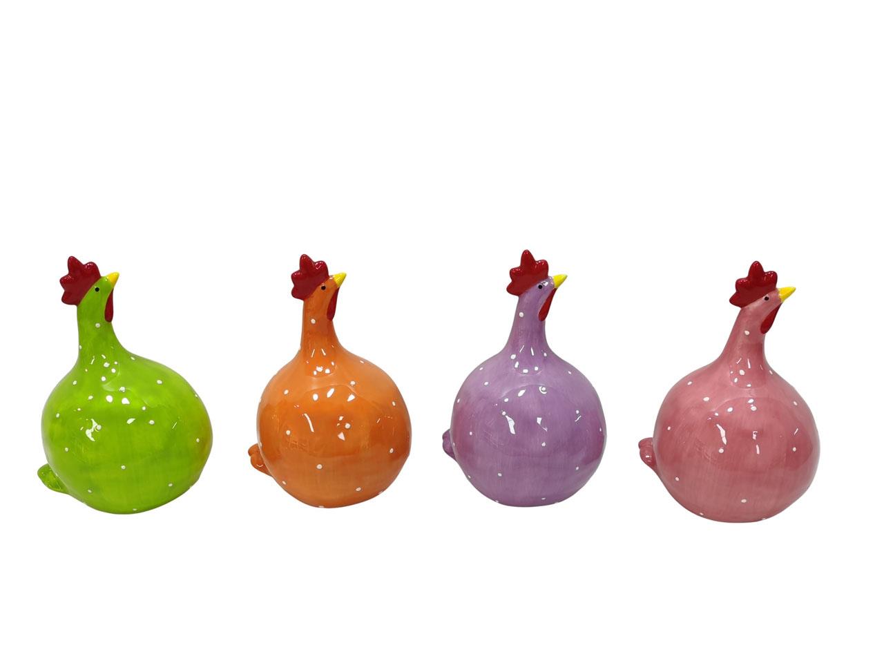 Hühner 4-fach sort. Keramik 10x14,5cm