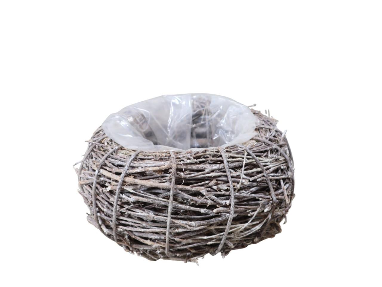 Pflanzschale rund Weide white-washed D25xH13cm