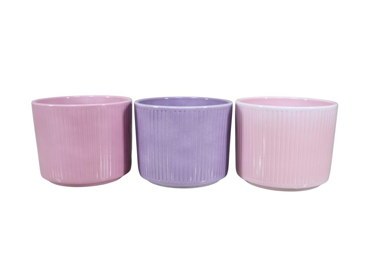 Keramikübertopf Stripes rosamix D14cm