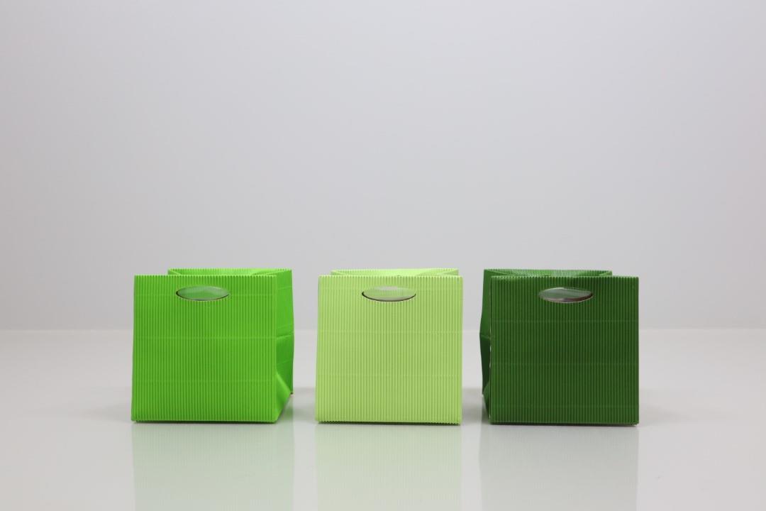 Papiertasche m. Folie grün-Mix 10,5x10,5cm