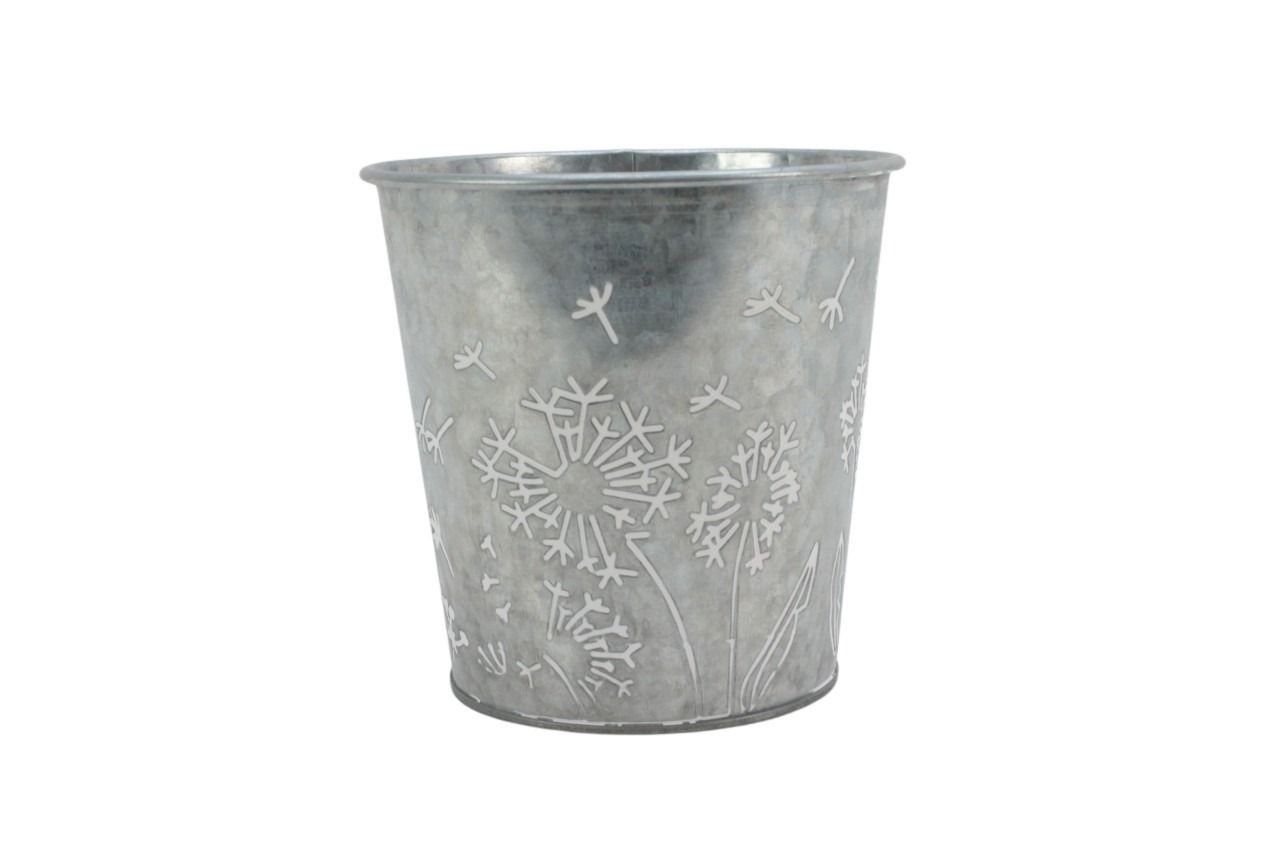 Topf Pussella Metall zink-weiss D 12 cm H 12 cm