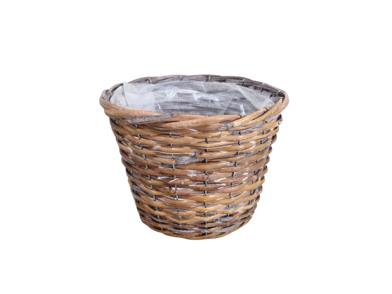 Pflanzkorb Rattan D23x18cm natur gekalkt NETTO