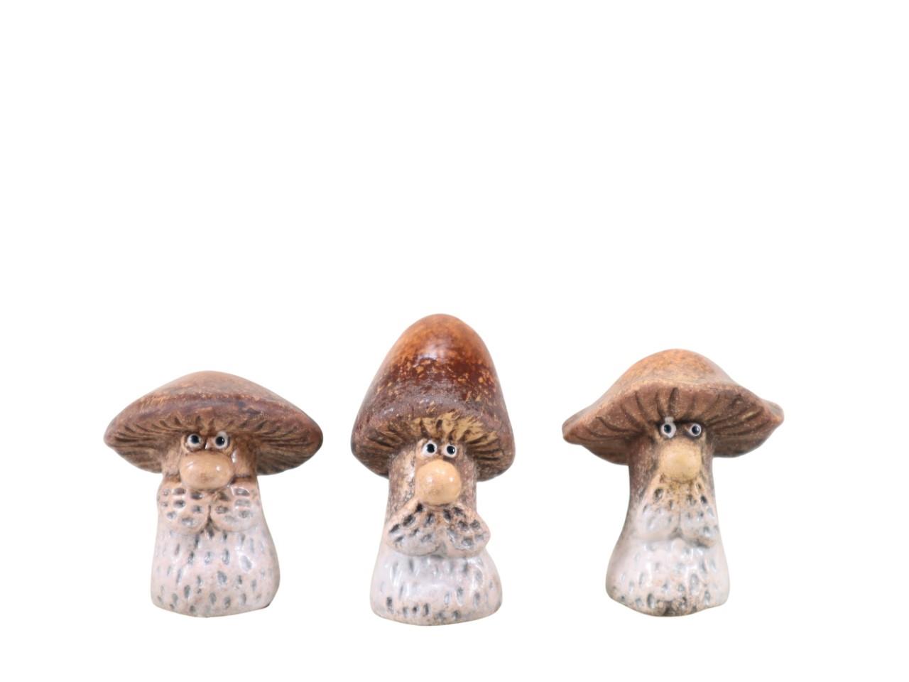Pilzzwerge 3fsort. Keramik naturmix Hca. 6,9cm Pilzzwerge 3fsort. Keramik naturmix Hca. 6,9cm