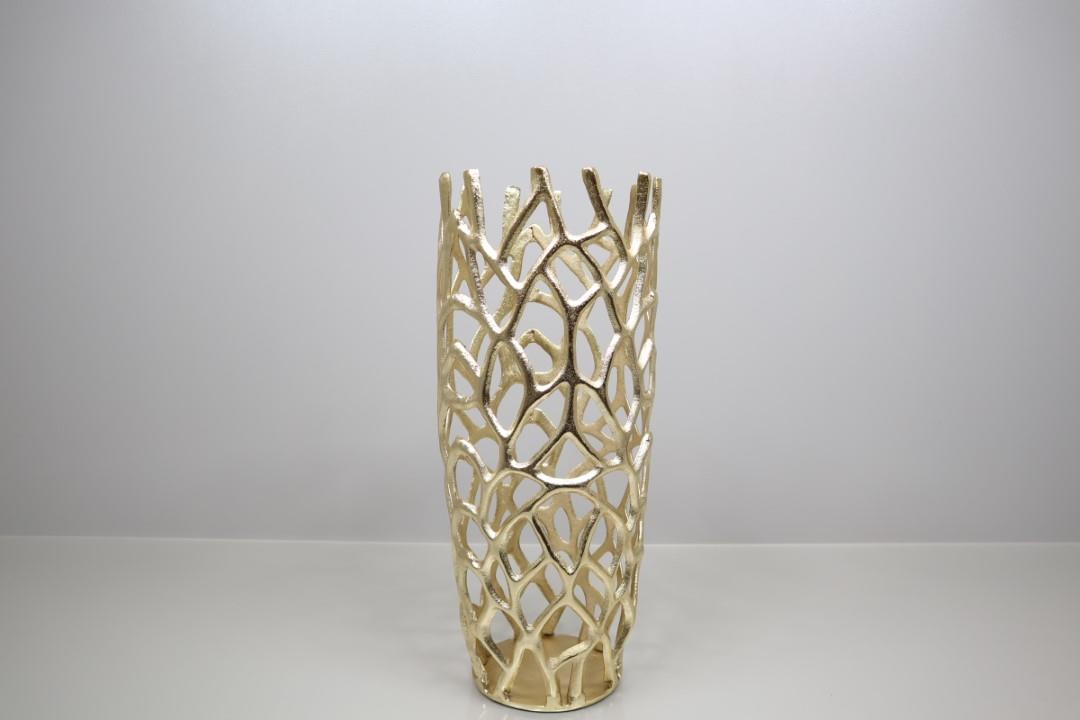Vase Korallenmuster Aluminium gold D23xH50cm