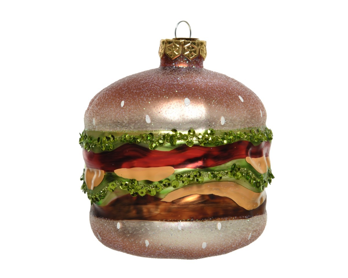 Hamburger hängend rot/grün mix Glas D9xH10,3cm