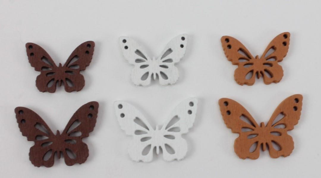 Streuer Schmetterlinge Papillon Holz creme-braun-beige 4 cm