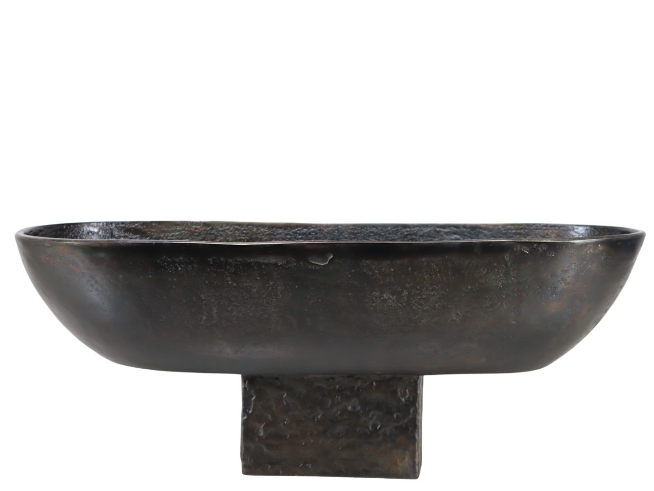 Schale mit Fuß oval Aluminium schwarz B55xH22cm