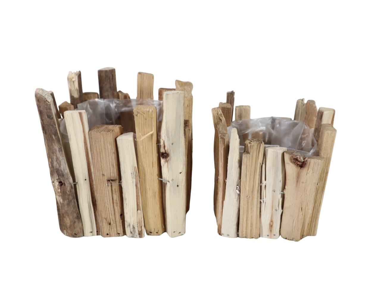 Pflanztopf viereck Set/2 Holzstücke natur D16/12cm