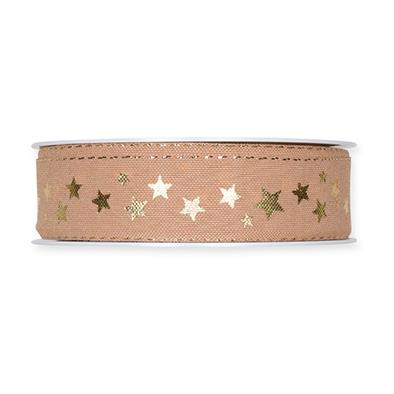 Druckband Sternchen 25 mm 18 Meter natural/gold 79 Druckband Sternchen 25 mm 18 Meter natural/gold 79
