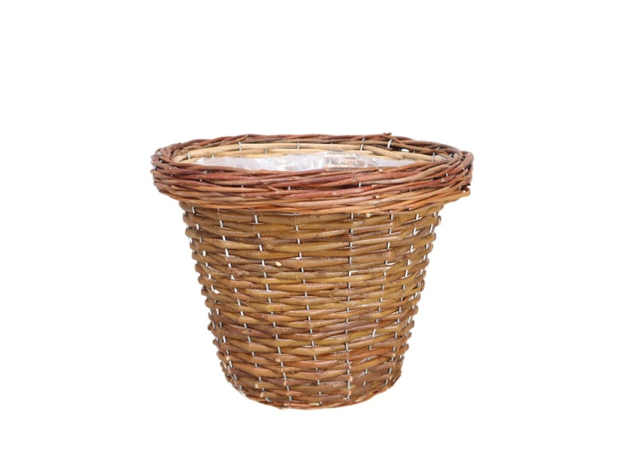 Korbübertopf Weide natur ungeschält D32xH26cm