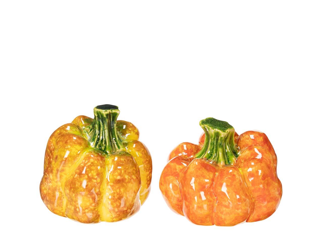 Kürbis stehend Keramik gelb/orange D12,8cm