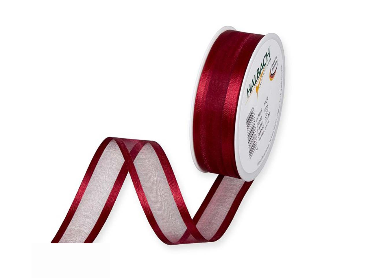 Dekoband Organza/Satin 25 mm 25 Meter bordeaux 65