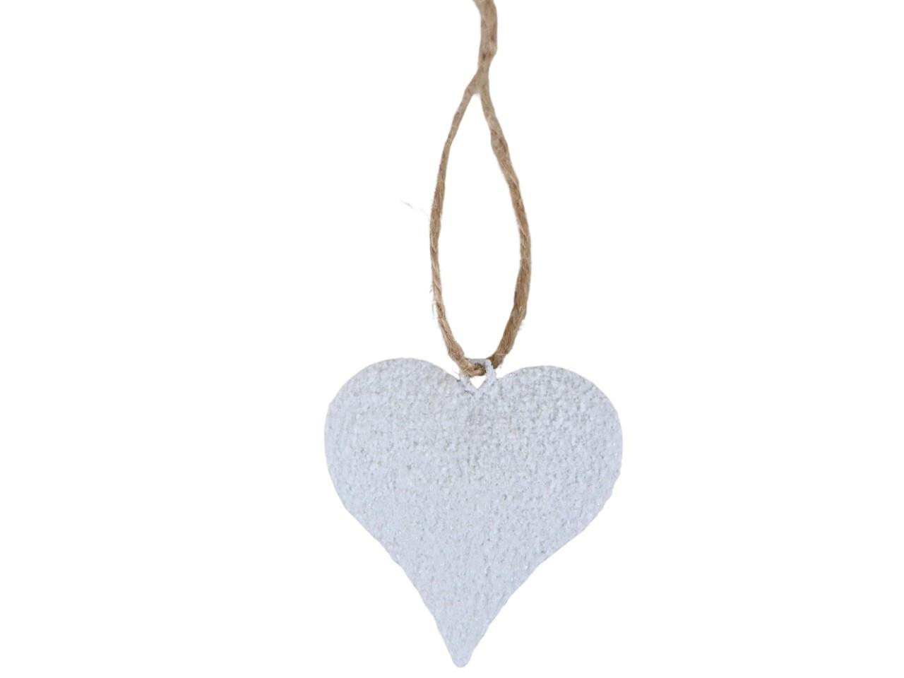 Hänger Herzen Metall weiß besandet D6cm