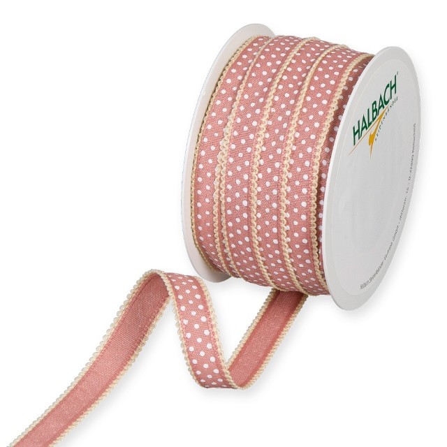 Druckband Punkte 15 mm 25 Meter rose/white 123