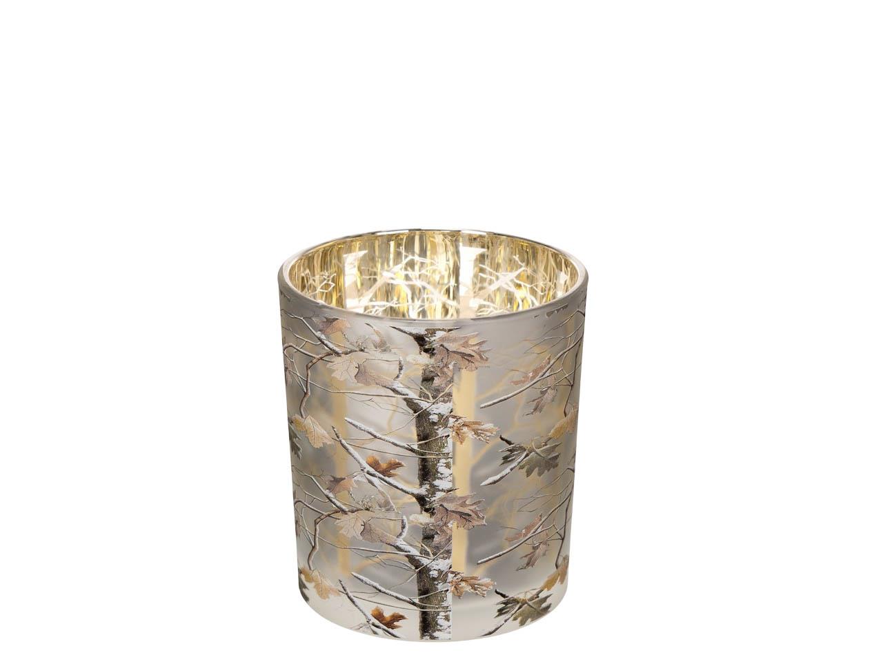 Windlicht "Herbstwald" Glas weiß-natur D10xH12,5cm