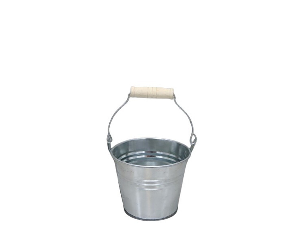 Übertopf m. Holzgriff zink-glanz D10cm