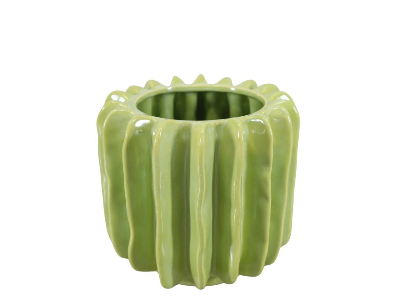 Übertopf Porzellan gelb-grün D16xH15cm