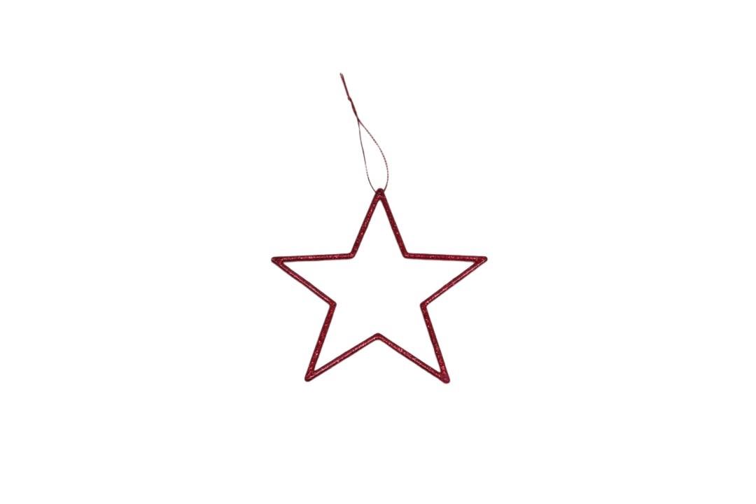 Stern m. Glitzer gefüllt rot D12cm
