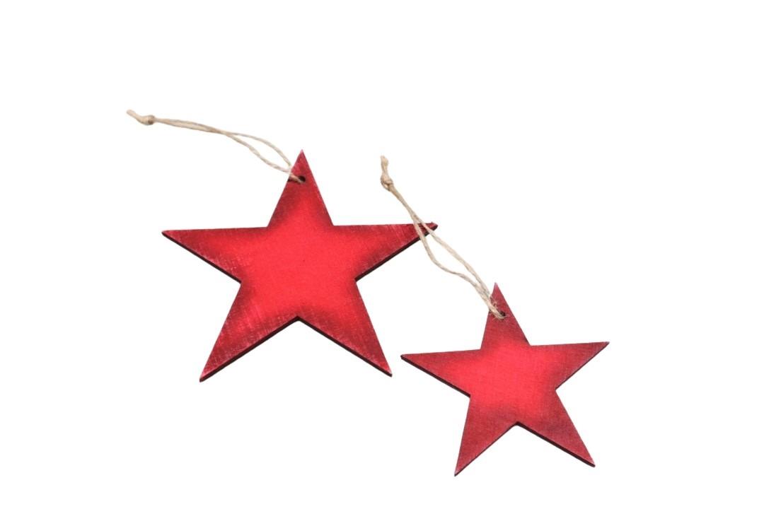 Hänger Stern Holz rot D13+9cm
