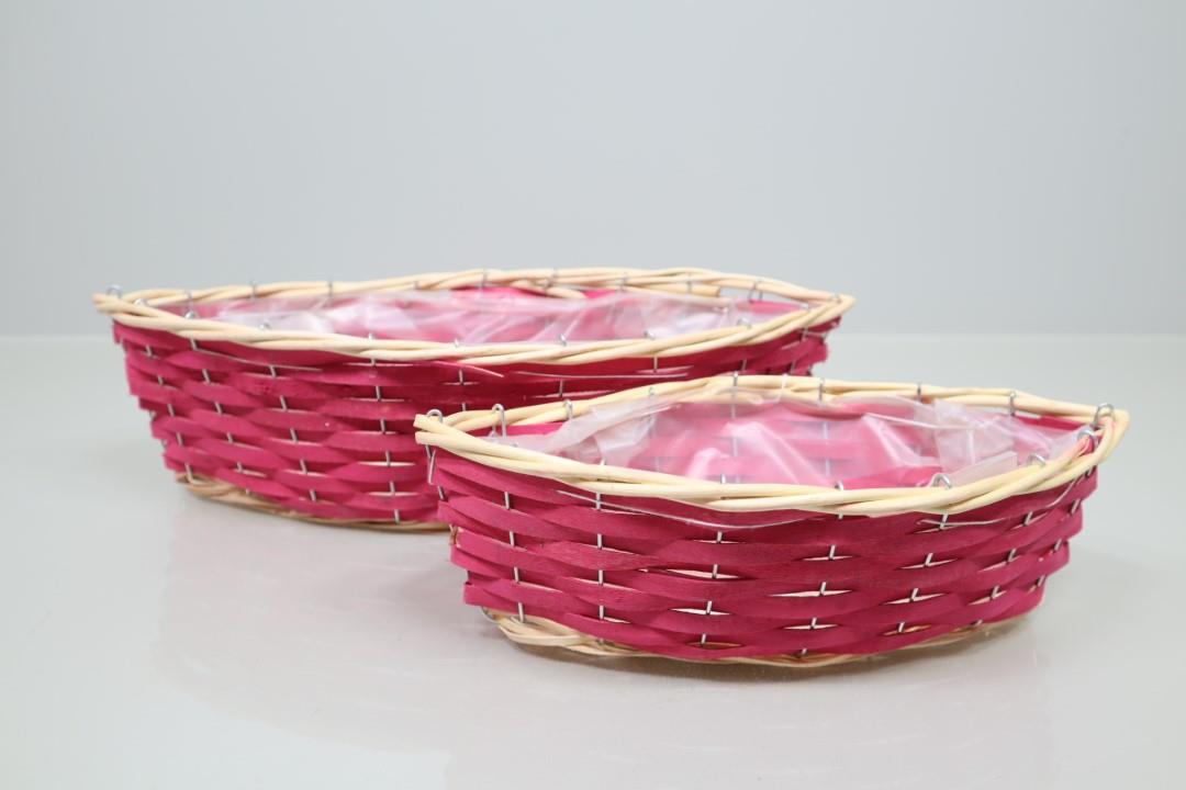 Korbsatz Schiffchen Set/2 pink L43+32cm
