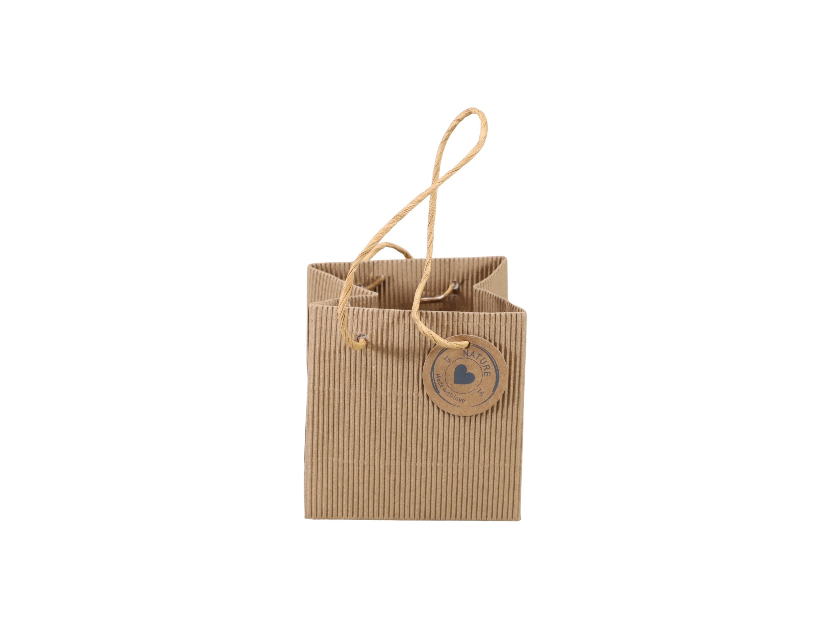 Pflanztasche Ribbel Papier m. Henkel natur D10,5x10,5m