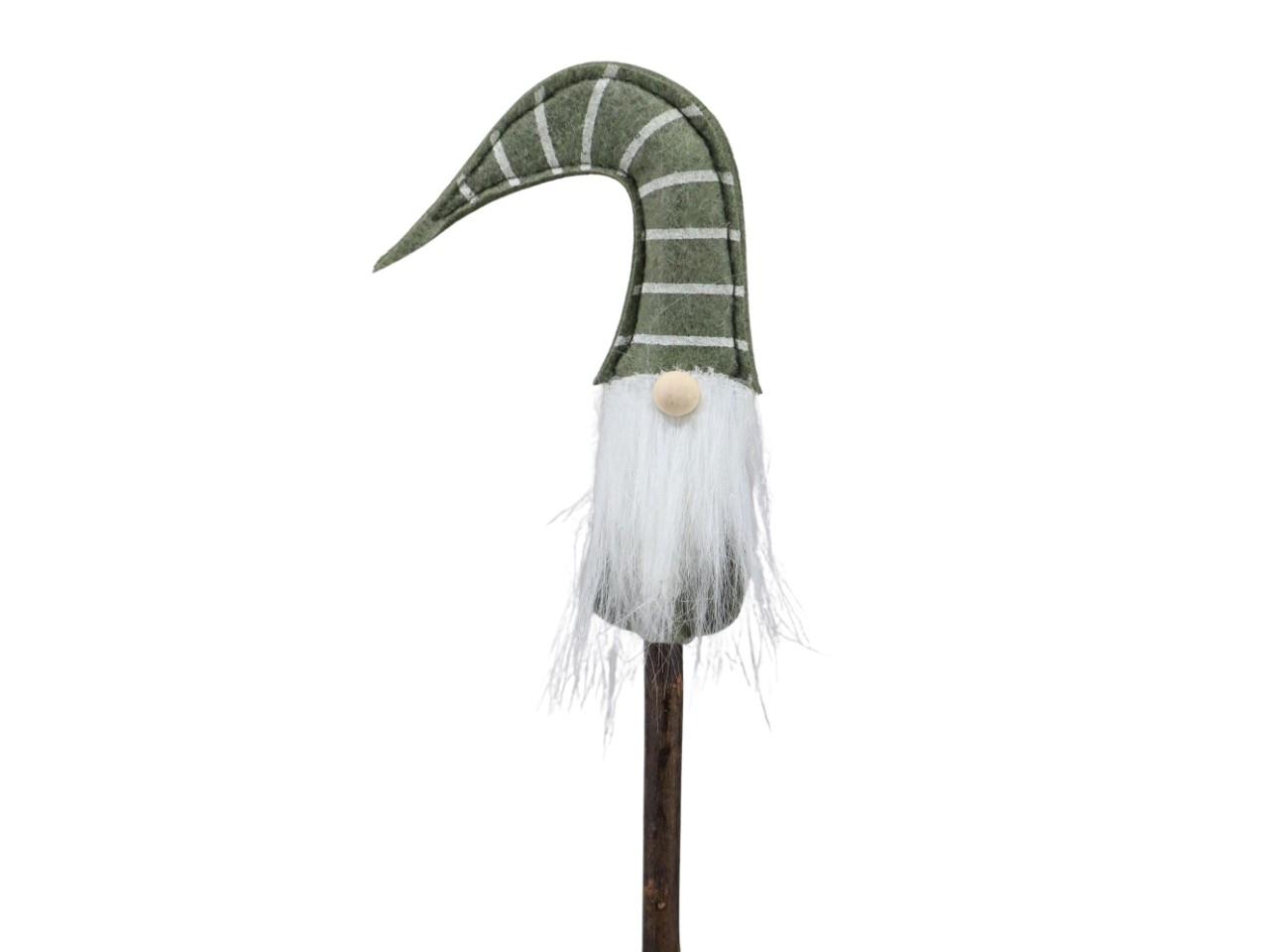 Stecker Niko m. Bart Filz am Holzstab mint/weiß 14cm + Pin