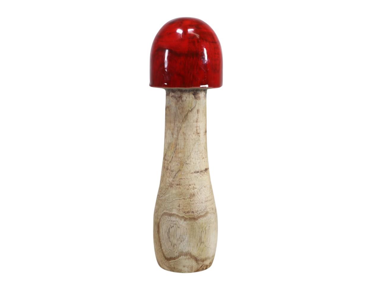 Pilz Mangoholz natur/rot H25cm Pilz Mangoholz natur/rot H25cm