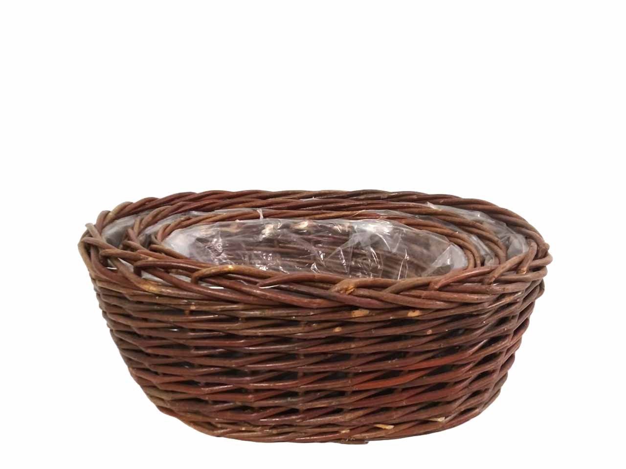 Pflanzkorb oval Weide Set/3 natur D42x33cm
