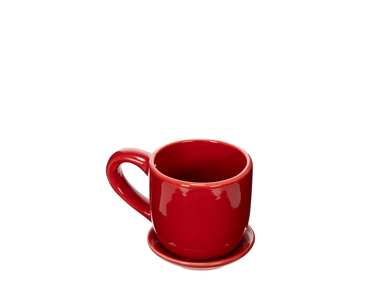 Übertopf Tasse Keramik rot 11 x H 7cm (D 6,5 cm innen)