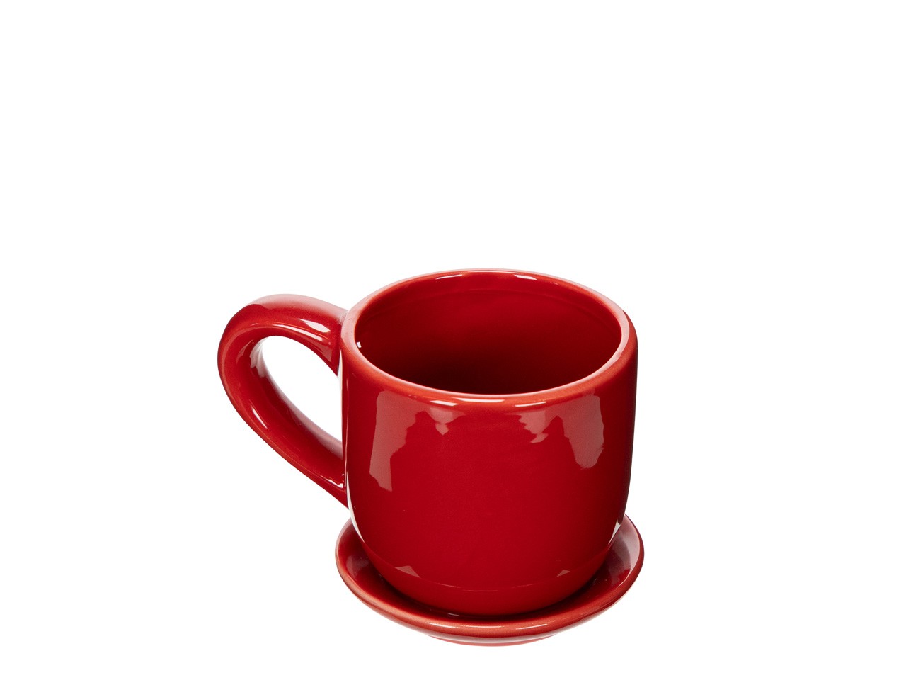 Übertopf Tasse Keramik rot 16 x H 11cm (D 9,2 cm innen)